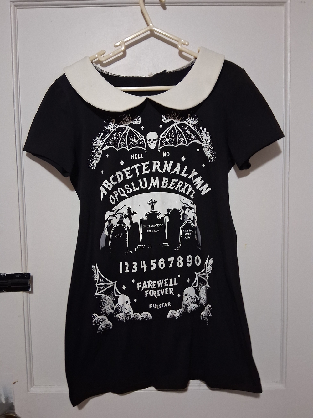 Black and White Ouija Graphic Peter Pan Collar Dress